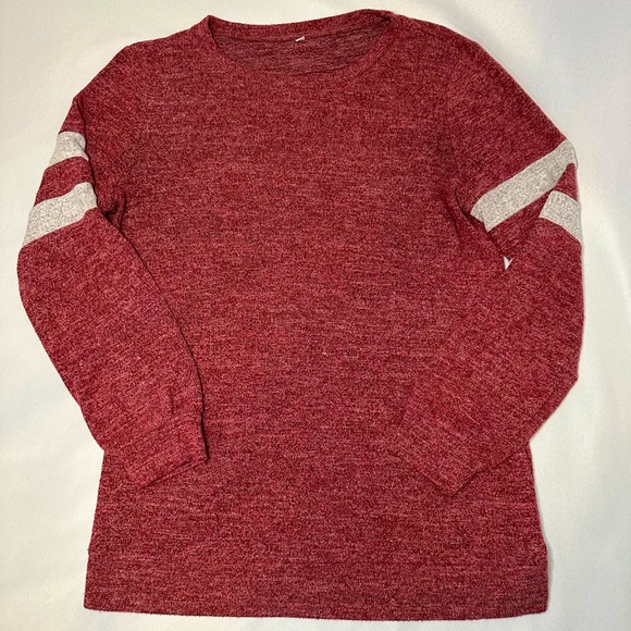 Maroon & Grey Striped Comfy Knit Sweater - Picture 3 of 6